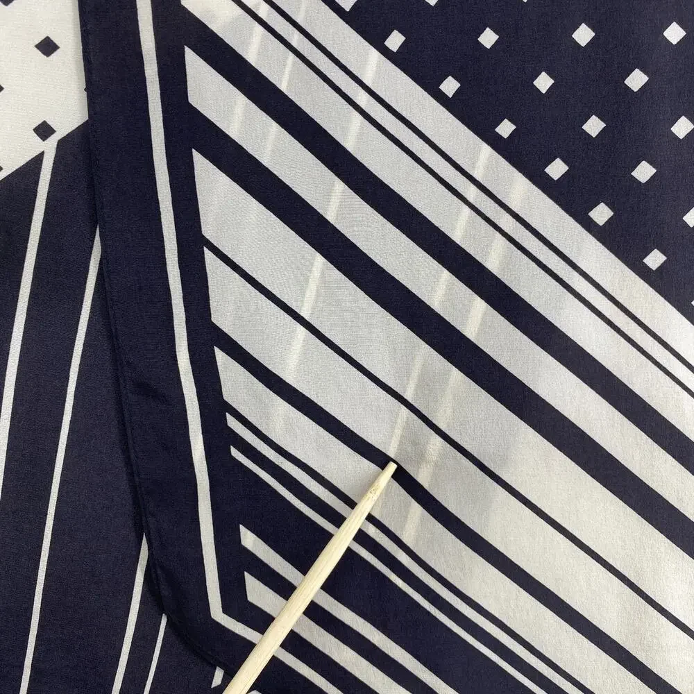 LIBERTY OF LONDON Scarf Silk Crepe de Chine Geometric Black France VTG
